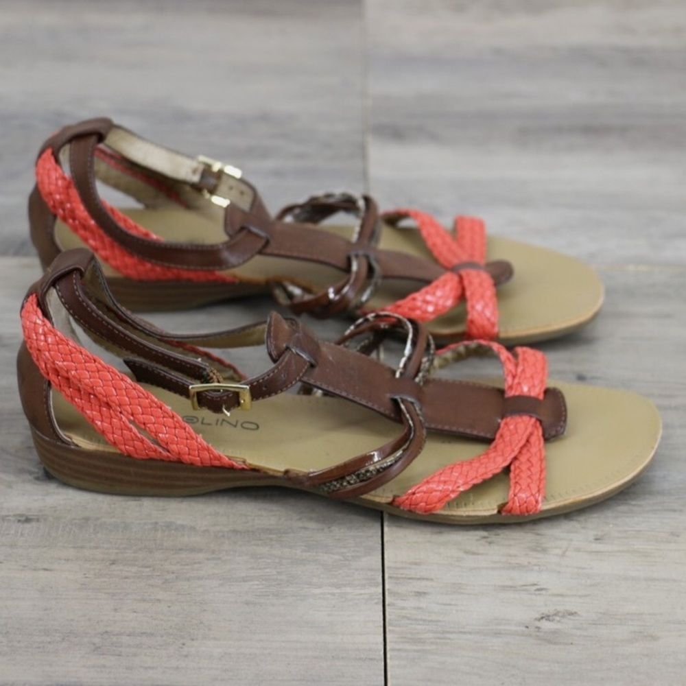 Bandolino - Coral and Brown Gladiator Sandals